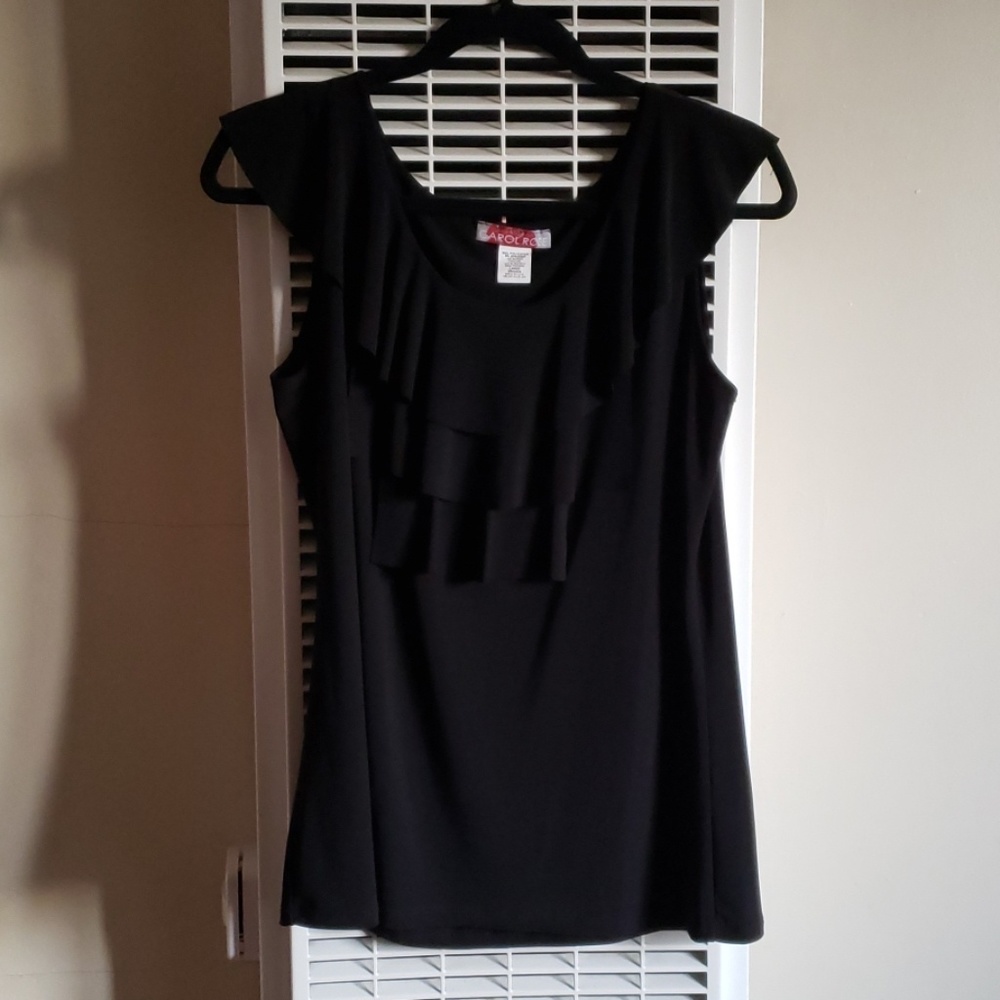 Black Blouse with frilly neckline